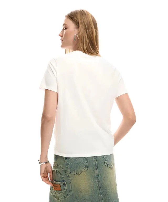 Desigual - Γυναικεία Κοντομάνικη Μπλούζα Vilma 26SWTK51-1000 Λευκό 2