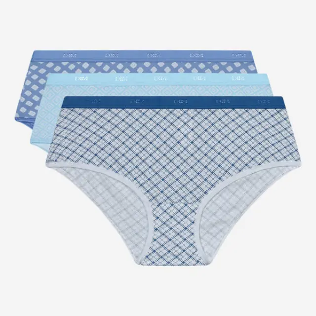 Dim Les Pockets Μποξεράκια Βαμβακερά Geo Bleu 3-Pack - S 2