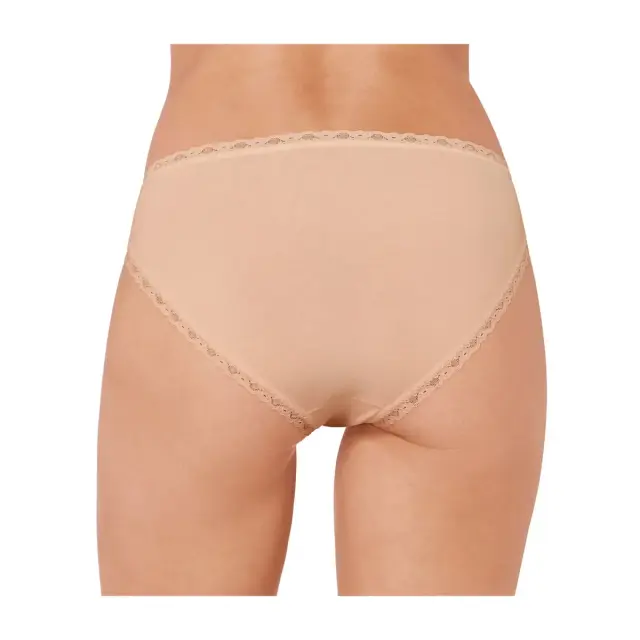 Sloggi Γυναικείο Εσώρουχο 24/7 Cotton Lace Tai - Τριπλό Πακέτο, Χρώμα Σκούρο Μπεζ 3
