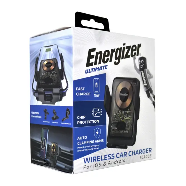 Βάση Στήριξης Αυτοκινήτου Energizer ECA008 για Τοποθέτηση σε Ταμπλό - Αεραγωγούς και Τζάμι με Ασύρματη Φόρτιση 15W Μαύρη 2