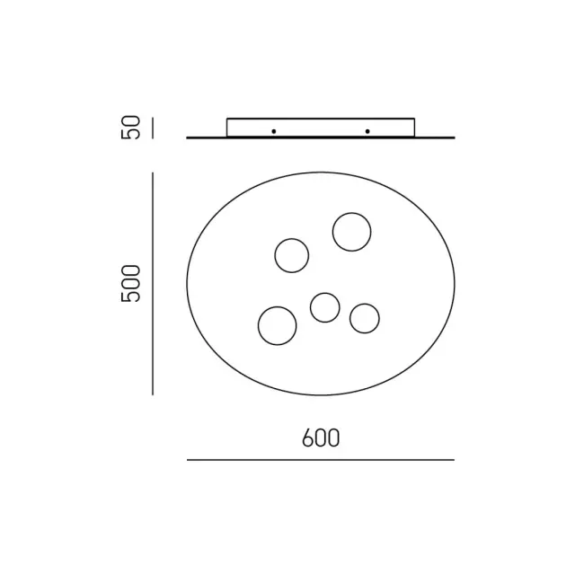 LUNA P/M φωτιστικό οροφής oval 60x50 Dove Grey 2