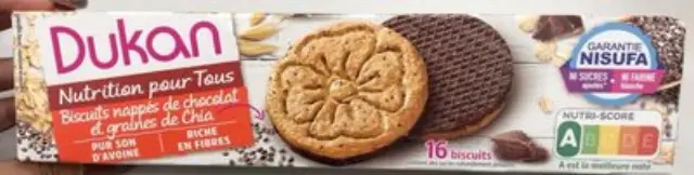 Dukan Μπισκότα Βρώμης με Επικάλυψη Σοκολάτα & Σπόρους Chia Χωρίς Ζάχαρη 160gr