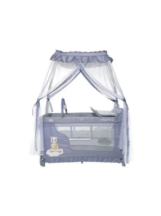 Lorelli Παρκοκρέβατο Magic Sleep 2 Layers Grey Hippo 10080482210 3
