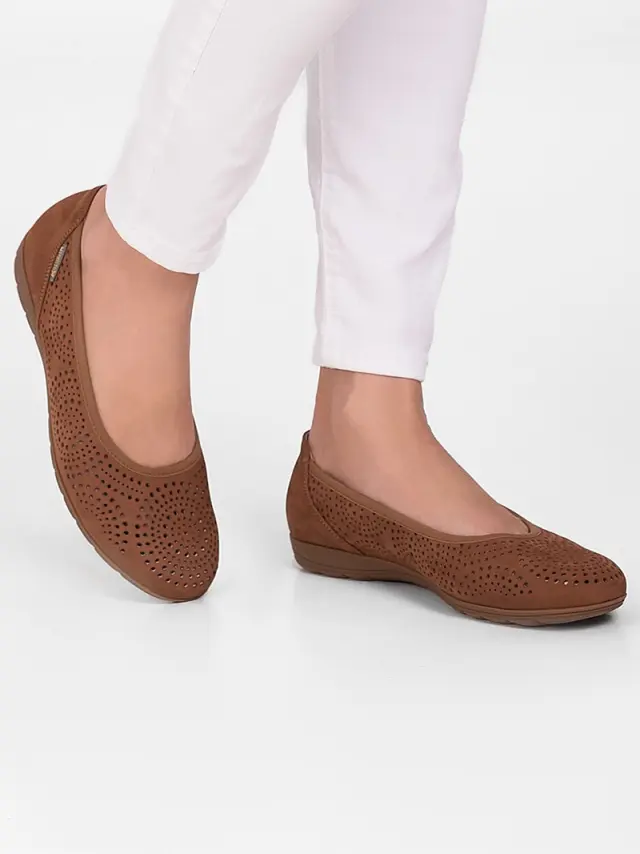 Mephisto Μπαλαρίνες Γυναικείο δέρμα Nubuck Καφέ MEP/ELSIE PERF TOBACCO - 42 2