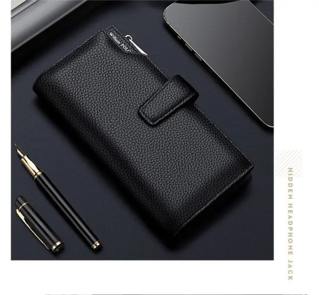 Δερμάτινο Ανδρικό πορτοφόλι William Polo P24QB035 μαύρο - One Size 2