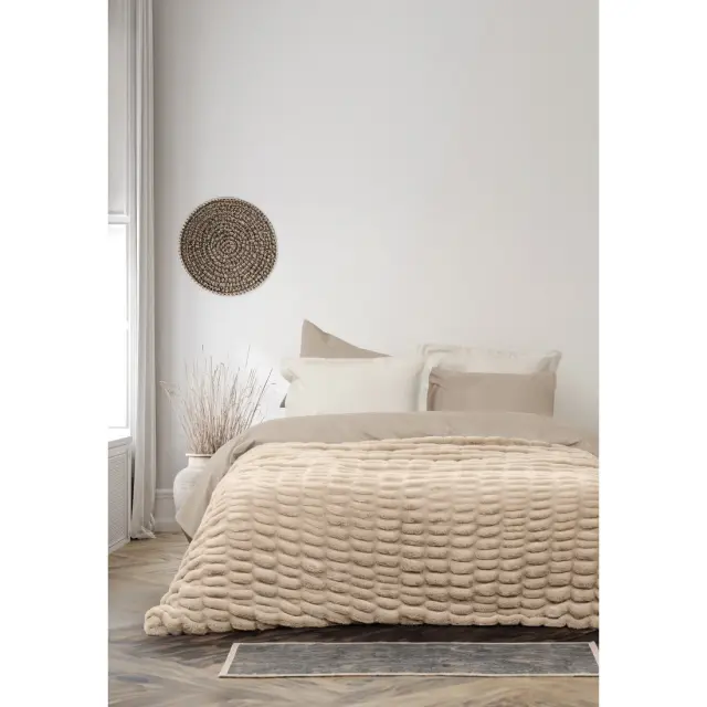 Κουβέρτα 220x240 Υπέρδιπλη 680gsm Nima Mossy 100% Πολυέστερ- Beige