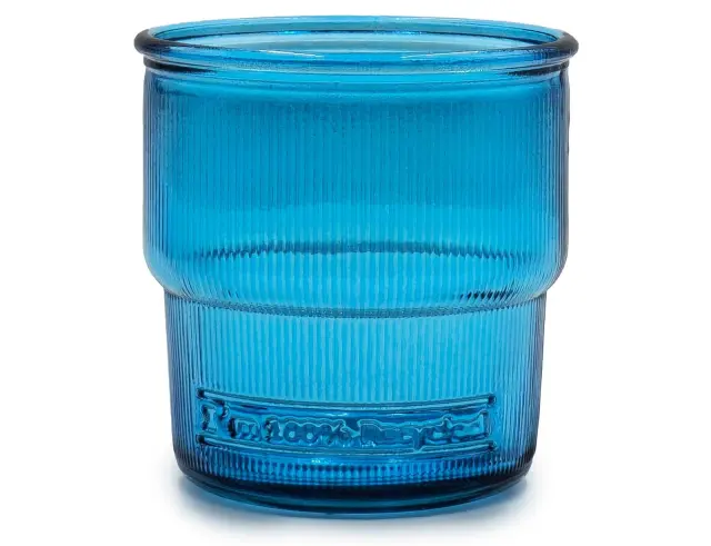 Ποτήρι Glass Drops Ribbed (2415DB09) Από ανακυκλωμένο γυαλί, Χωρητικότητας 300ml, Διαστάσεων Ø 9 x Υ 9 cm, Aqua Blue 2415DB09 2