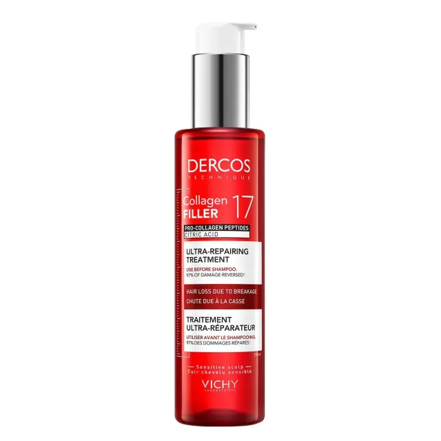 Vichy Dercos Collagen Filler 17 Ultra-Repairing Shampoo – Επανορθωτικό Σαμπουάν κατά του Σπασίματος της Τρίχας 150ml