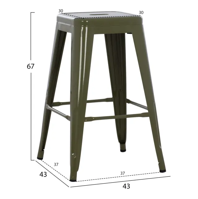 ΣΚΑΜΠΟ ΜΕΣΑΙΟΥ ΥΨΟΥΣ ΜΕΤΑΛΛΙΚΟ FB98573.43 DARK OLIVE GREEN 43x43x67Υεκ. 2