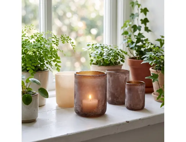 Διακοσμητικό Κηροπήγιο γυάλινο, με διαστάσεις 10x14cm, σε 3 επιλογές χρώματος A61100030