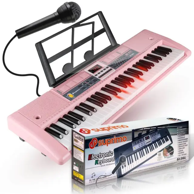SUPRIMO 6136L PK keyboard organ with microphone for children, illuminated keys, pink housing 2