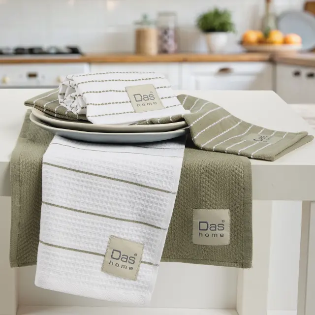 Πετσέτες Κουζίνας Σετ 2Τεμ 30x50 Das Home 0822 Green-White 100% βαμβακερό 3