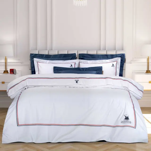 Σετ Σεντόνια 270Χ280 King Size Classic Greenwich Polo Club 2173 Λευκό 100% βαμβακερόΧωρίς Λάστιχο