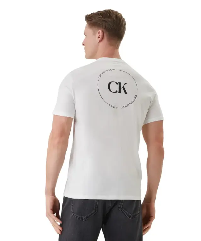 Calvin Klein - Ανδρικό T-shirt Linear Logo Regular Fit LV04RF801G-YAF Λευκό - S 3
