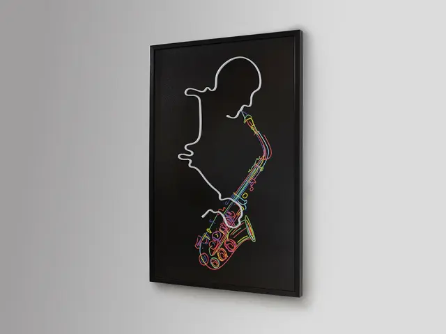 Διακοσμητικός Πίνακας Saxofón 724739 LED Light Art 80x120 cm Μαύρο Μπλε Πολύχρωμο Πράσινο Χρυσό 3