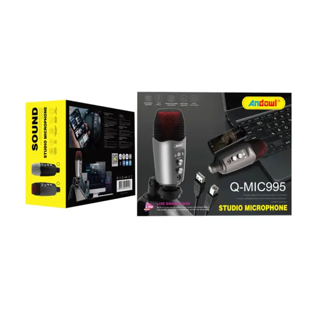 Andowl Πυκνωτικό Μικρόφωνο USB Επιτραπέζιο για Studio Q-MIC995 - Studio Microphone 075734