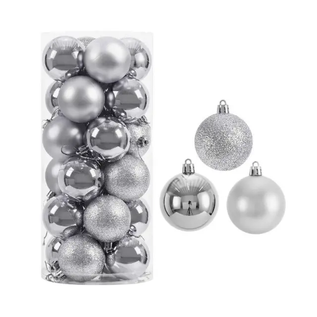 Σετ Χριστουγεννιάτικες μπάλες - 10cm - 20pcs - 326017 - Silver