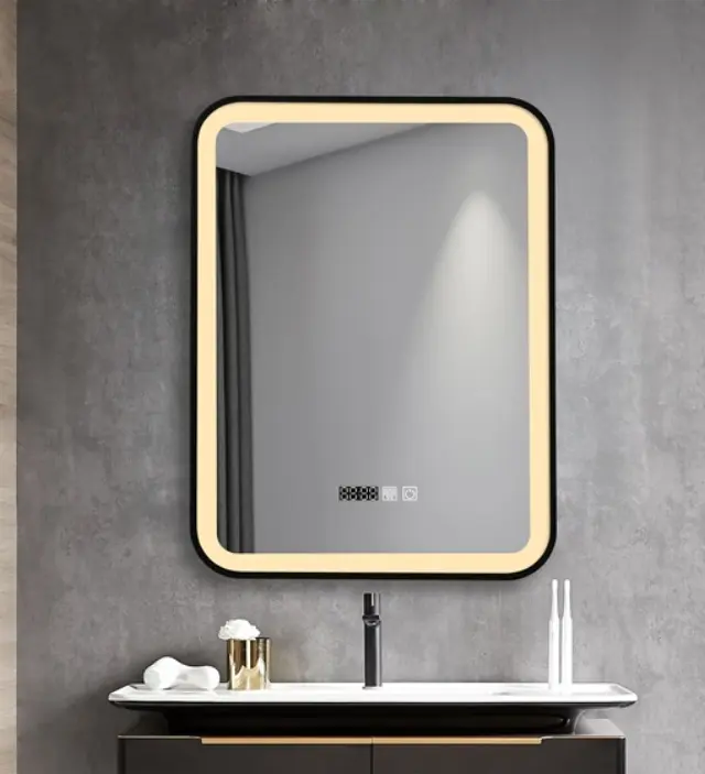 ΚΑΘΡΕΦΤΗΣ ΜΠΑΝΙΟΥ LED ΑΦΗΣ MIRRORLUX ELORA S-4657B ΟΡΘΟΓΩΝΙΟΣ 800Χ600MM ΜΑΥΡΟΣ