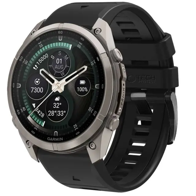Tech-protect Silicone Garmin Fenix 5 / 6 / 6 Pro / 7 / 8 / 8 Pro / E / 9 / 9 Pro (47 Mm) Obsidian Black