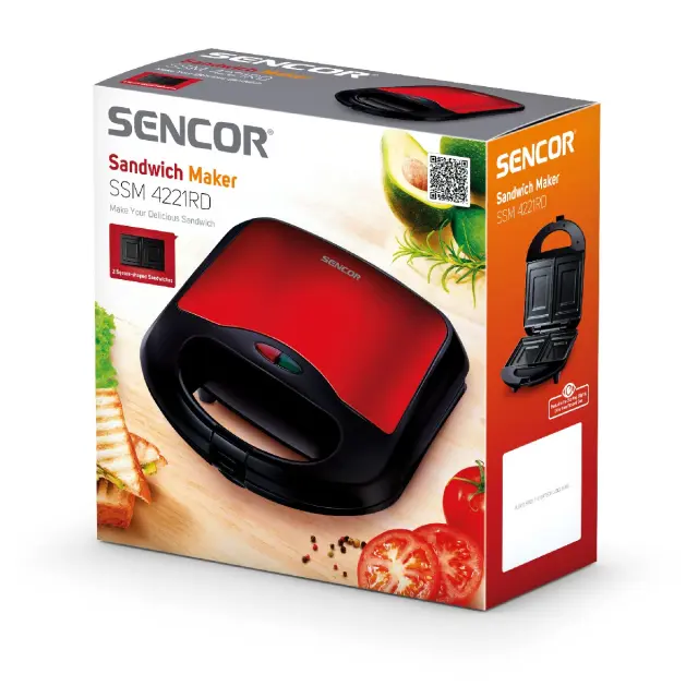 Τοστιέρα 2 Θέσεων Sencor SSM 4221RD Κόκκινη 2