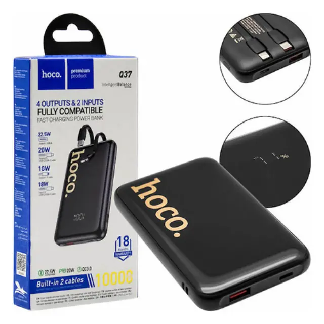 Hoco Q37 Power Bank 10000mAh 22.5W με Θύρα USB-A και Θύρα USB-C Power Delivery / Quick Charge Μαύρο 3