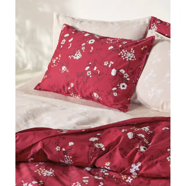 Σετ Παπλωματοθήκη Υπέρδιπλη 3 Τεμαχίων Kentia Ofilia Red- Beige- White 220x240 2