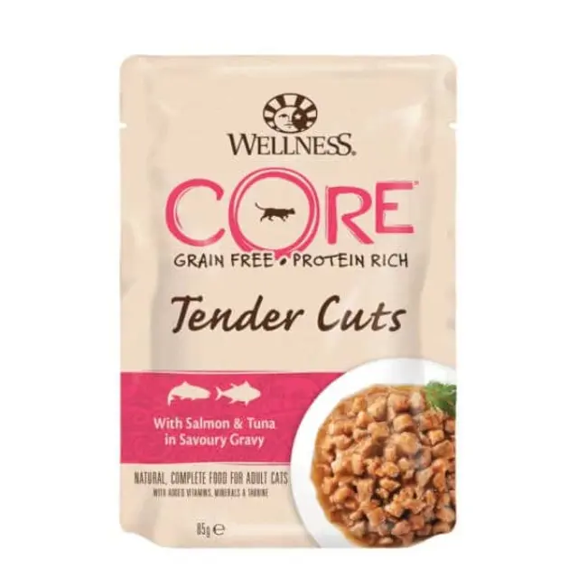 Wellness Core Tender Cuts Fillets Σολομός & Τόνος Σε Σάλτσα 85gr Μονόχρωμο