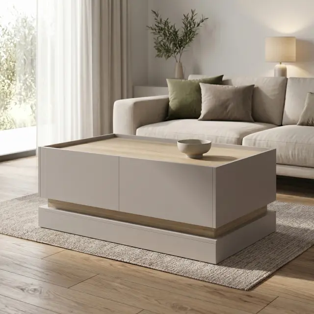 Τραπέζι σαλονιού Wendo pakoworld taupe-sonoma 97x60x40εκ