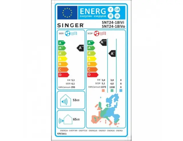 Κλιματιστικό Singer SNT24-18IVi 18000 Btu και ενεργειακή κλάση A++/A+++SNT24-18IVI - 910×294×206 mm 2