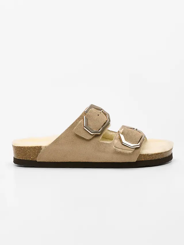 Genuins Παντόφλες Γυναικείο δέρμα Μπεζ GEN/GALIA SHEEP G106707 TAUPE 2