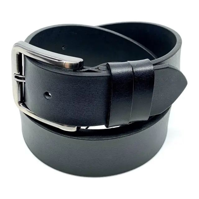 Μαύρη Δερμάτινη Ζώνη Full Grain 4 cm - 145cm