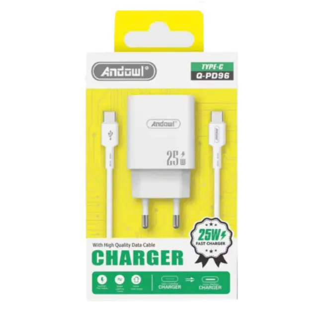 Andowl Φορτιστής 25W με Καλώδιο Type-C σε Type-C Q-PD96
