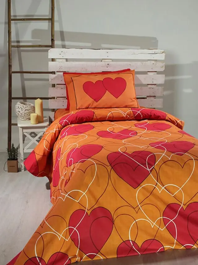 Σετ Σεντόνια Cotton Feelings εμπριμέ 910 Orange Μονό (165x270) Sunshine