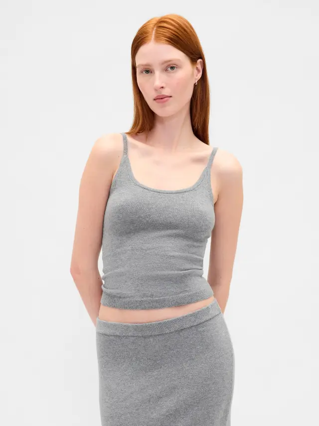 CashSoft Stretch Crop Αμάνικο Τοπ Heather grey