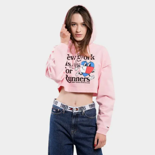 Tommy Hilfiger - Cropped Γυναικείο Φούτερ με Κουκούλα DW0DW14872-TG0 Ροζ - XL 3