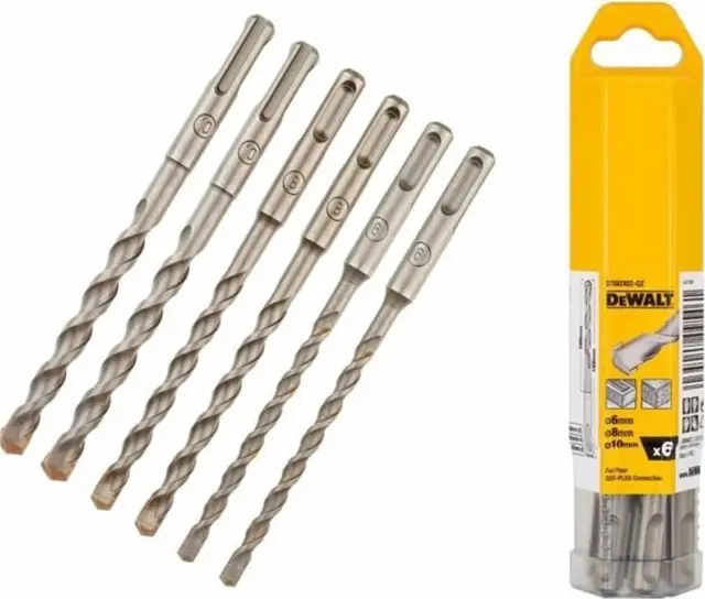 Dewalt Σετ 6 Τρυπάνια Καρβιδίου με SDS Plus Στέλεχος για Δομικά Υλικά DT60302