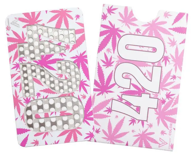 V-syndicate Credit Card Grinder Σχέδιο 420 Leaves Pink