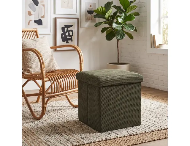 Σκαμπό Atom Home Deco Factory με αποθηκευτικό χώρο και διαστάσεις 38x38x38cm - Khaki HD0507