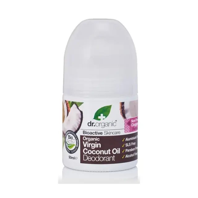 Dr.Organic Organic Deodorant Virgin Coconut Oil Roll-On Αποσμητικό σε Μορφή Roll-On με Βιολογικό Έλαιο Καρύδας, 50ml