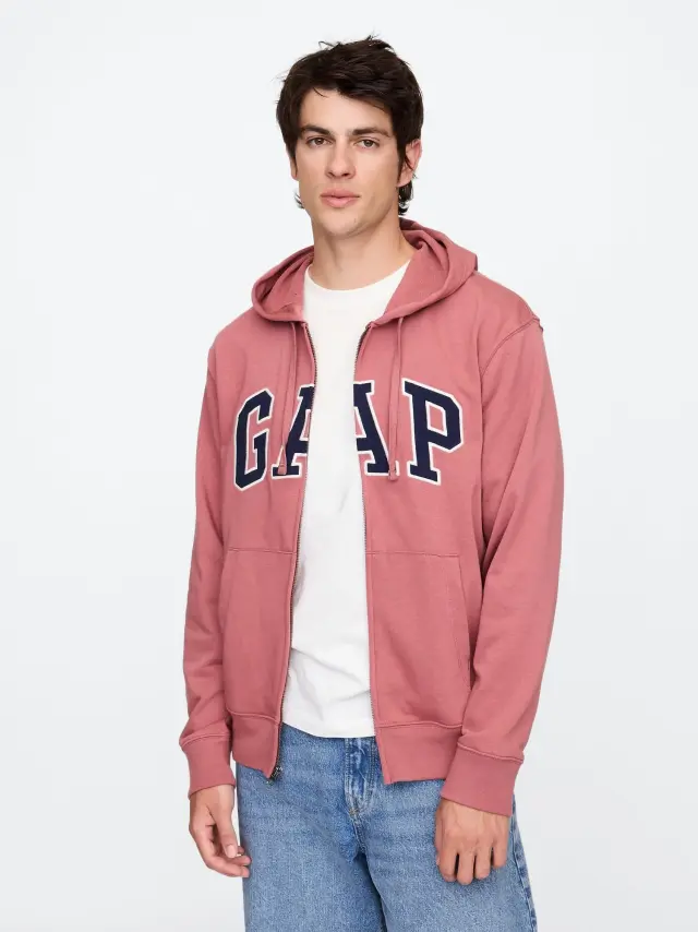 Ανδρικό Gap Φούτερ με Κουκούλα και Φερμουάρ με Logo WASHED RED - XL
