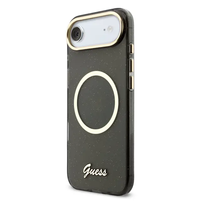 Guess IML Glitter Script Strap MagSafe Case for iPhone Air Black 2