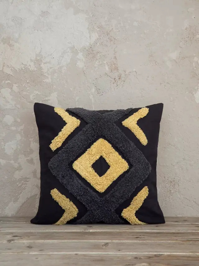 Διακοσμητικό Μαξιλάρι 45Χ45 Με Γέμιση Nima Aziza Dark Gray 100% βαμβακερό