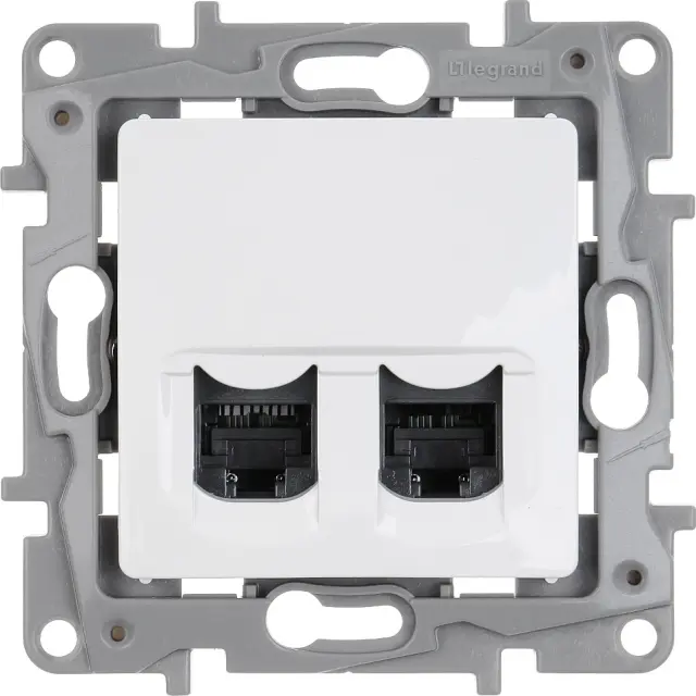 Double RJ45 socket Niloé category 6 UTP 9 contacts white