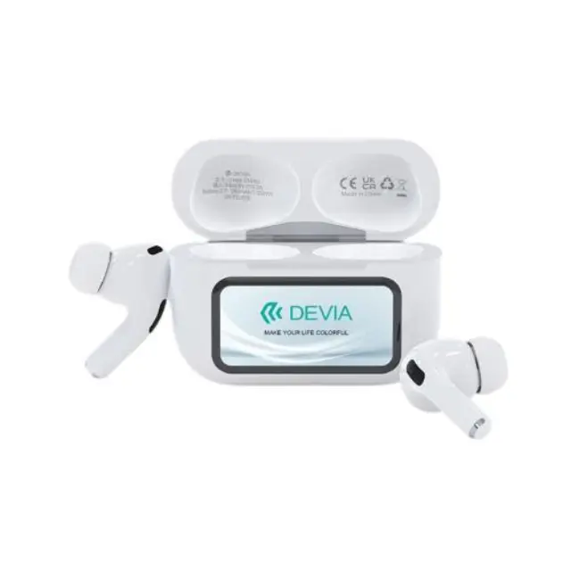 True Wireless Ακουστικά Bluetooth Devia EM062 ANC Pro2 με Οθόνη Λευκό N67000