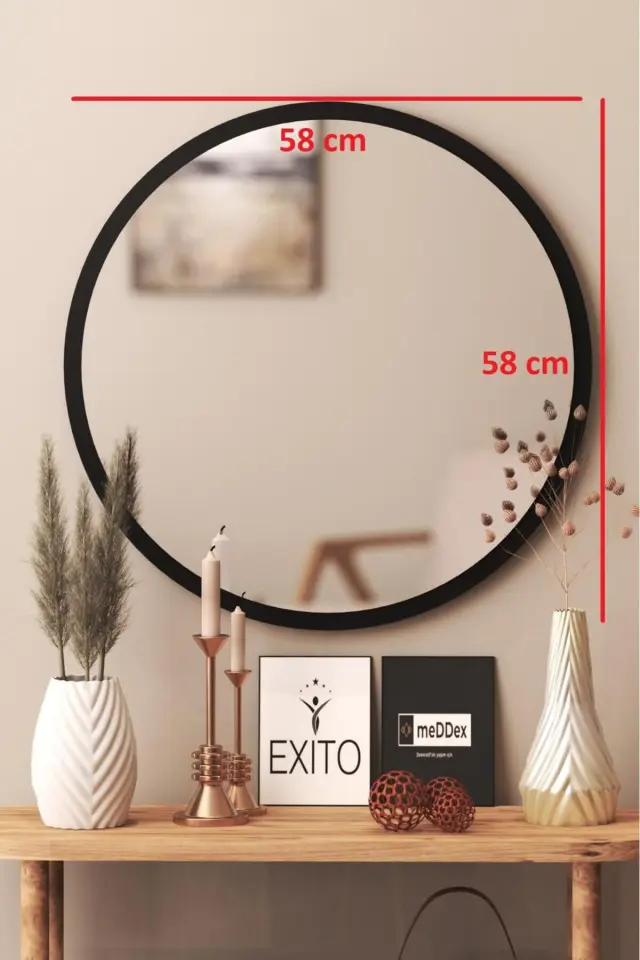 Stewehome Διακοσμητικός στρογγυλός καθρέφτης τοίχου 58x58x60 cm 3