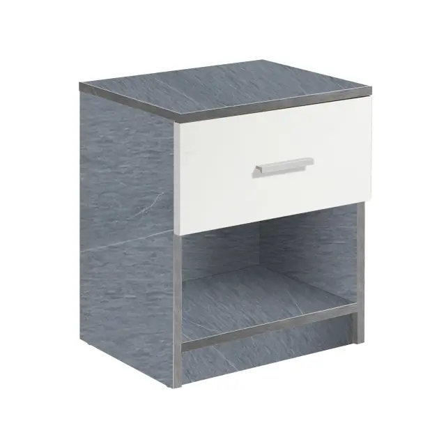 Κομοδίνο Como Unihome με cement και συρτάρι σε λευκό χρώμα 40x32x48εκ
