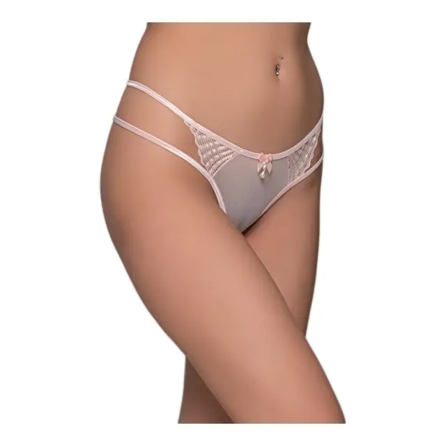 Milena Γυναικείο String με Τούλι & Δαντέλα Βεντάλια, Χρώμα Ροζ - L