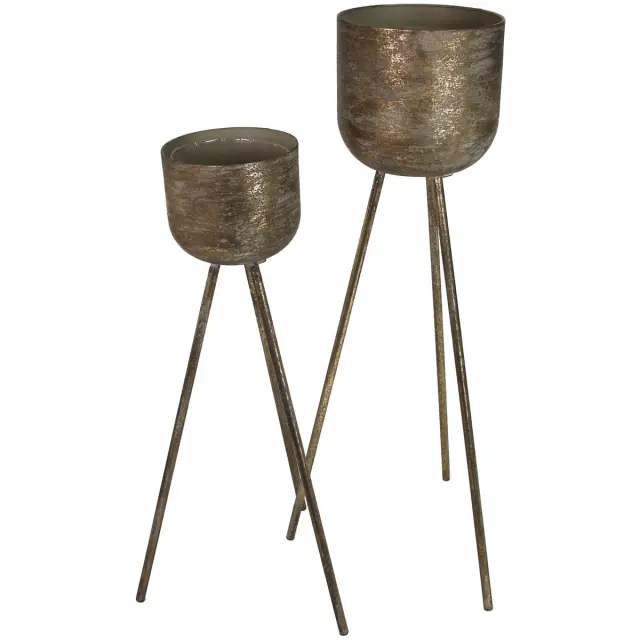 Κασπώ Καφέ Μέταλλο 26.5x26.5x101cm Σετ 2Τμχ