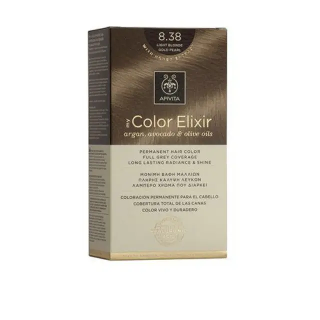 Apivita My Color Elixir Βαφή Μαλλιών Νο 8.3 Ξανθό Ανοιχτό Χρυσό με Έλαια Άργκαν, Αβοκάντο & Ελιάς, 1τεμ