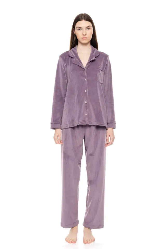 W1634 - Violete - PYJAMA BUTTONED SOFT VELVET 2